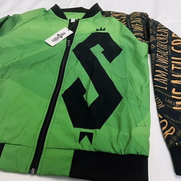 Prosperity Sz M WEALTH CREATOR Pro$Perity Casual Bomber Full Zip Jacket OOAK - Picture 3 of 16